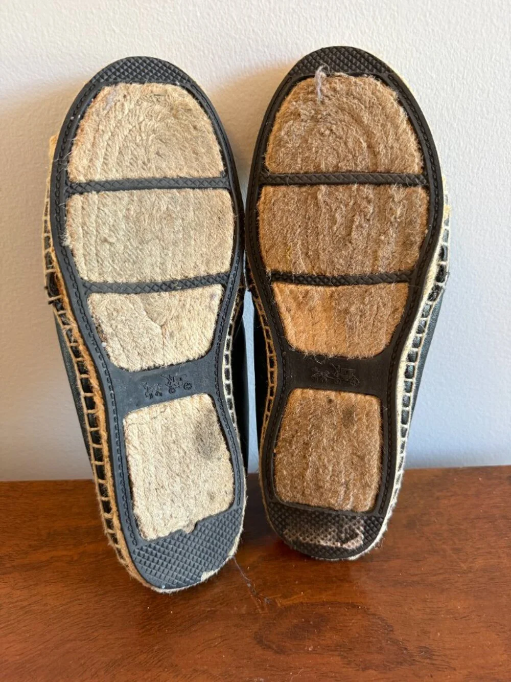 Coach Rhodelle Black Leather Espadrille Sandals Women's Size 10